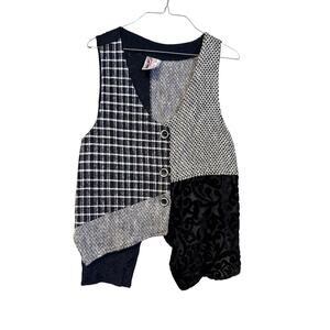 Neil & David Vintage Vest Shabby Chic Y2K USA Black White Size Small